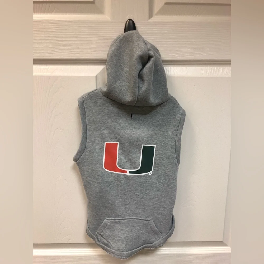 Hunter Gray Dog Hoodie with Red & Green 'U' Logo